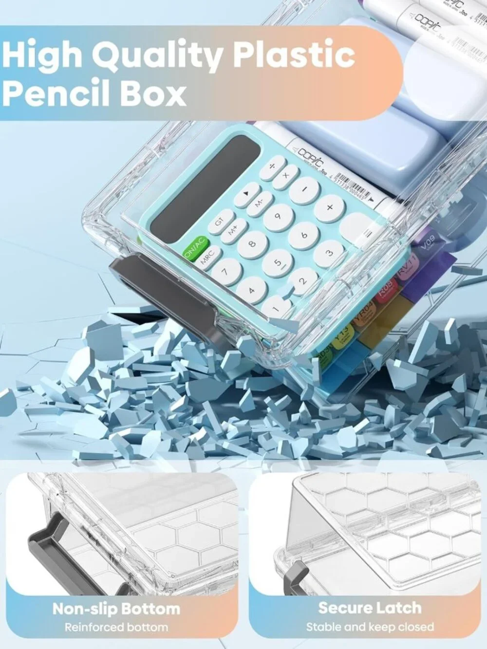 8 Pack Clear Pencil Case Set - Stackable Craft Organizers for Art Supplies